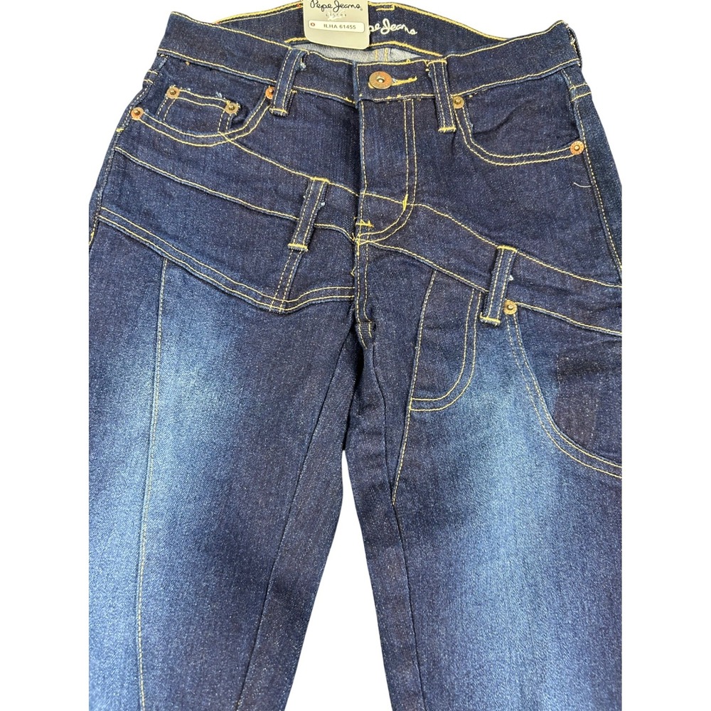 VTG Pepe Jeans London Rinse Sandblast Deconstructed Flare Jeans Size 25 NWT